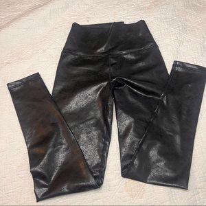 Aerie Chill Play Move Black Faux Leather Leggings